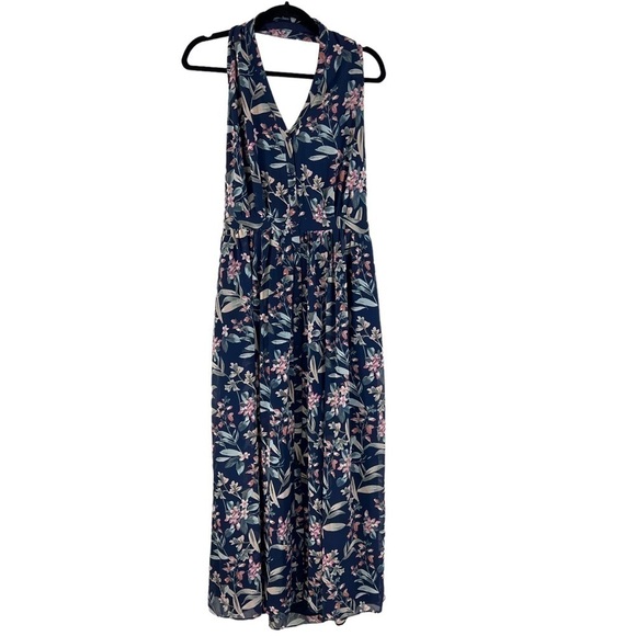 Anthropology Gal Meets Glam Siena Navy Floral Halter Button Maxi Dress Sz 8 NWOT - Picture 7 of 16